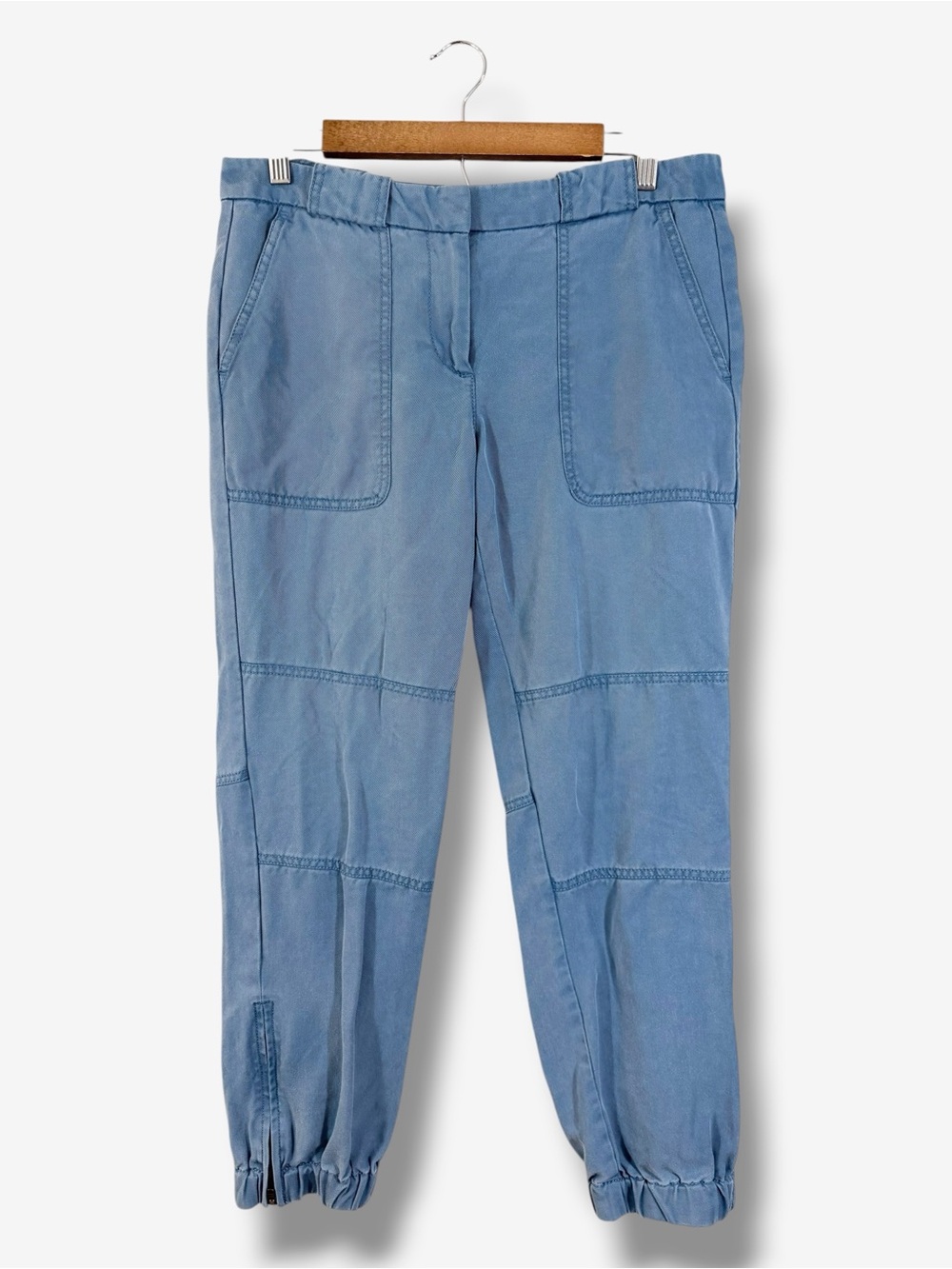 Loft Blue Ankle Zip Joggers Size 4 Track Pants Casual Pockets Preppy Utilitarian